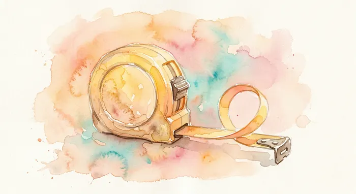 Watercolour of a tape measure.