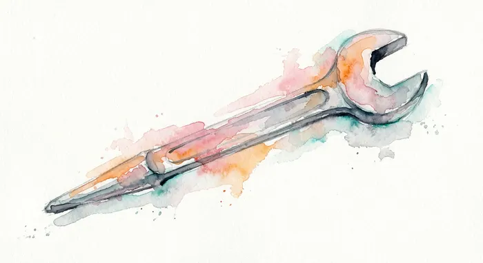 Watercolour of a scaffold spanner.
